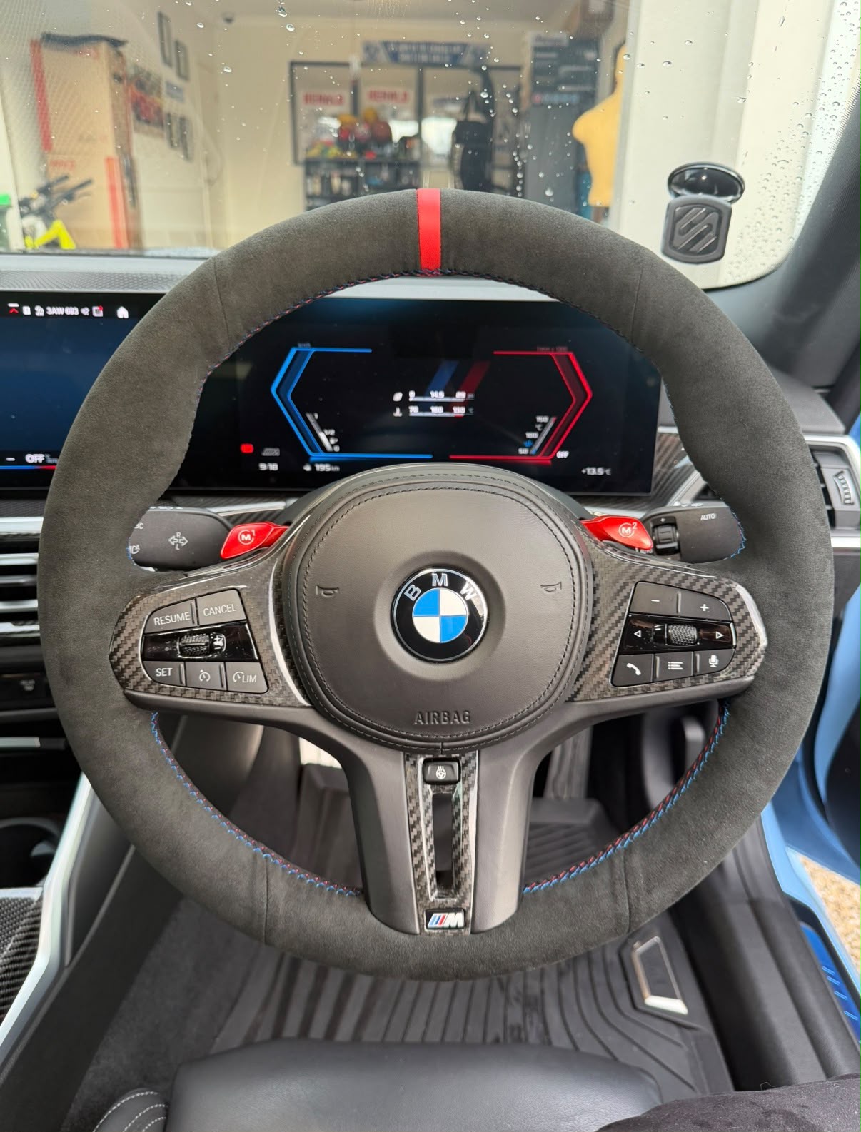 Steering wheel with premium interior upgrade wrap installed