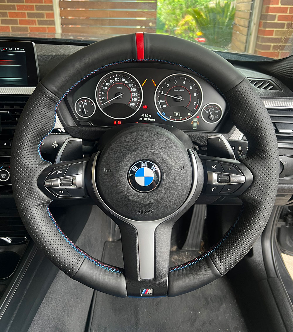 Custom wrapped steering wheel